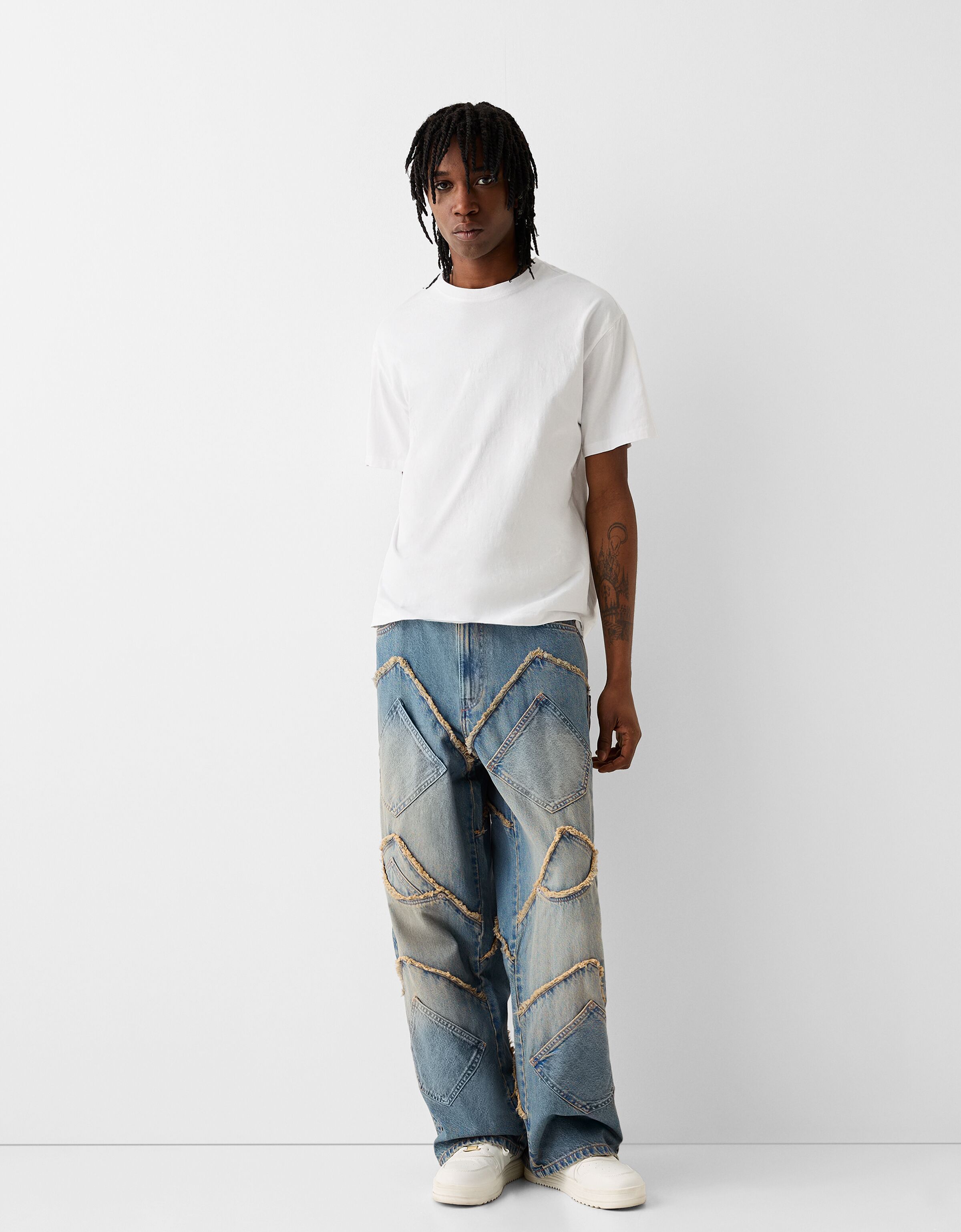 Super baggy jeans with patches - Jeans - Men | Bershka