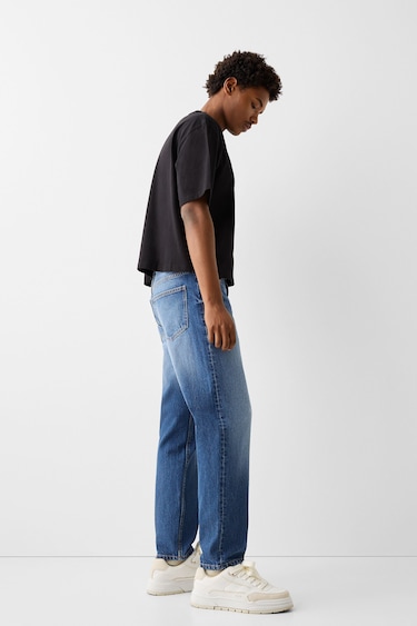 TEKZA Men's Jeans Men Slant Pocket Straight Leg Jeans Jeans