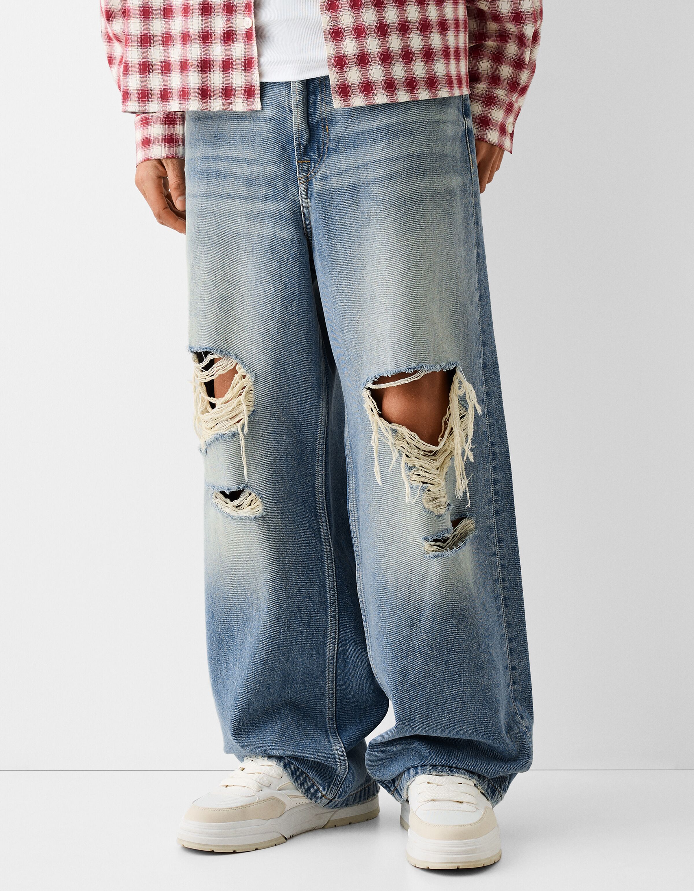 Skinny Stacked Distressed Ripped Jeans | boohoo