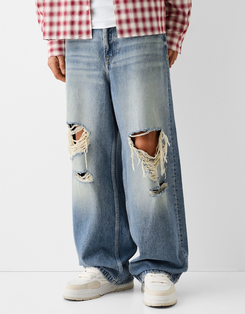 Super baggy ripped jeans - Men | Bershka