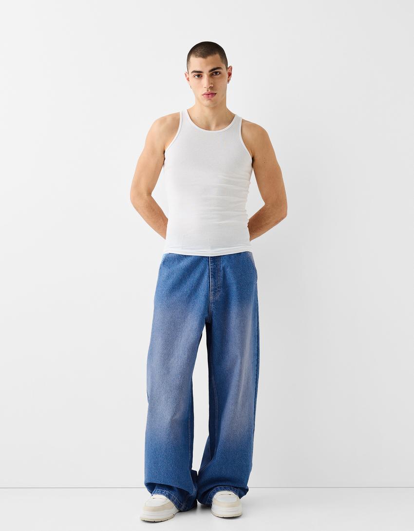Jeans baggy com bordado-Azul lavado-4
