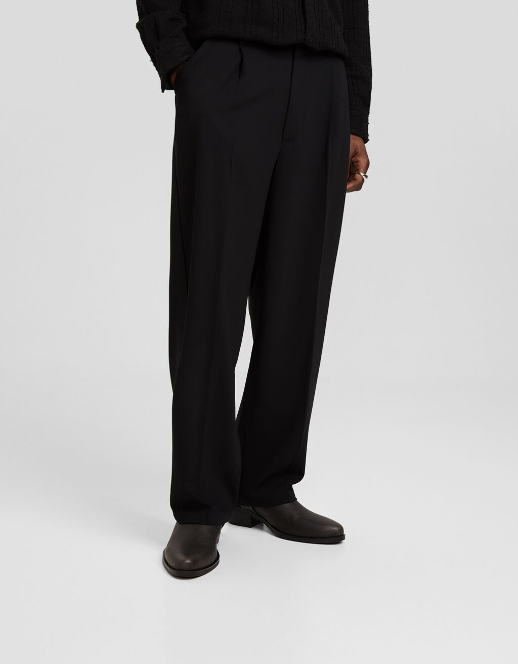 Tailored baggy trousers-Black-1