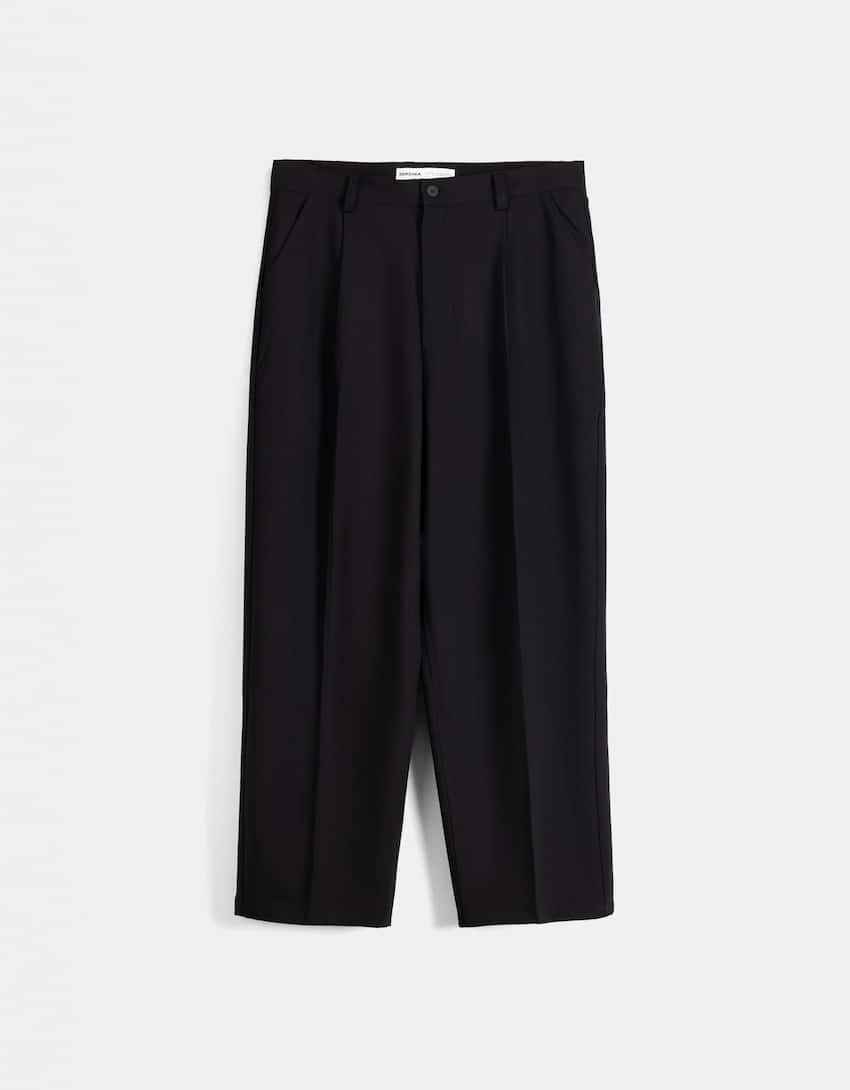 Tailored baggy trousers-Black-4