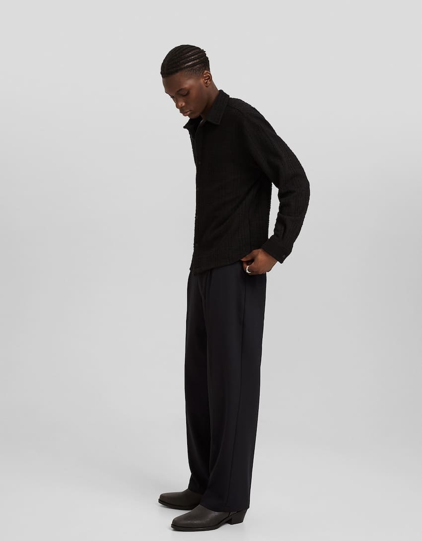 Tailored baggy trousers-Black-0