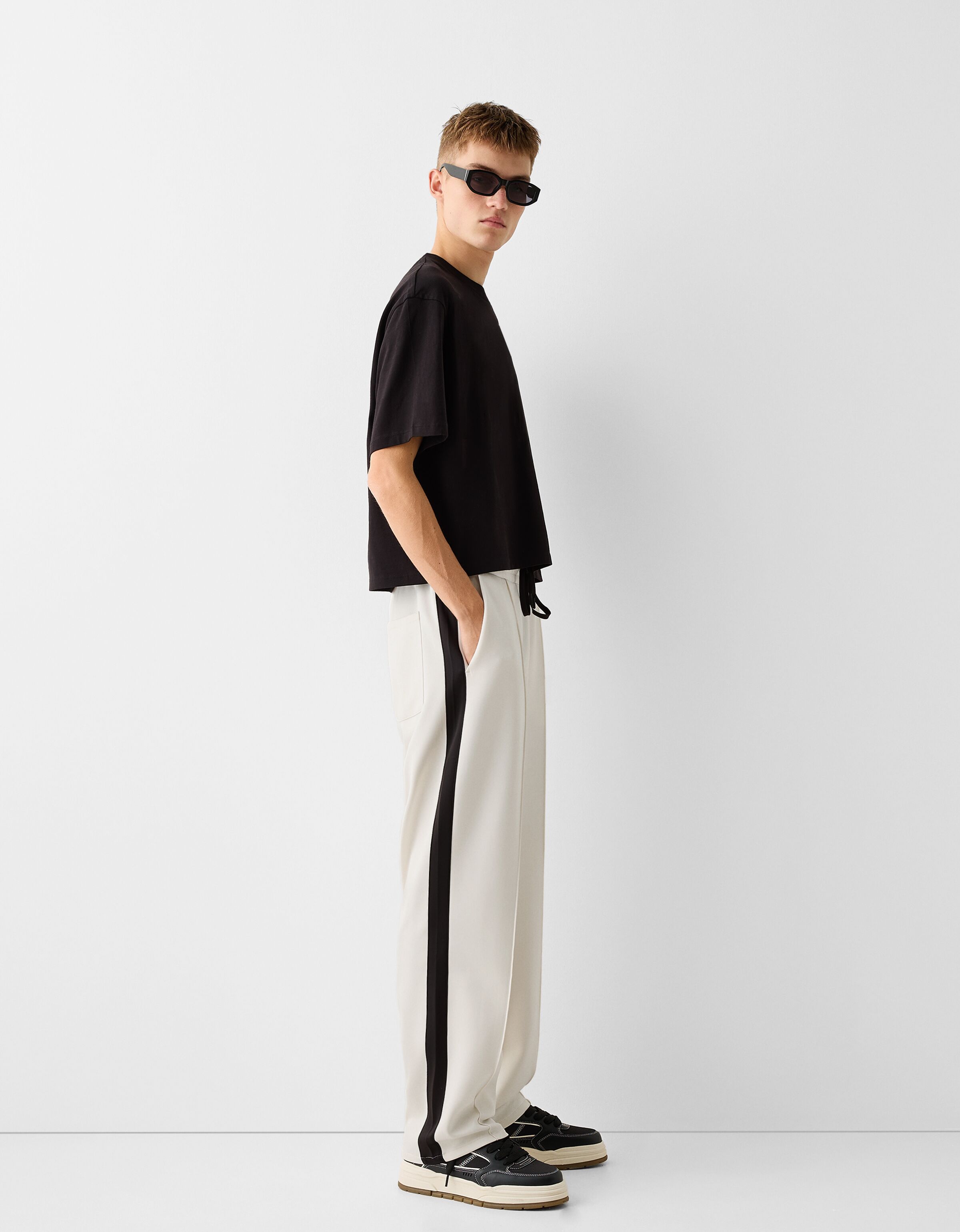 Bershka trousers sales with side stripe