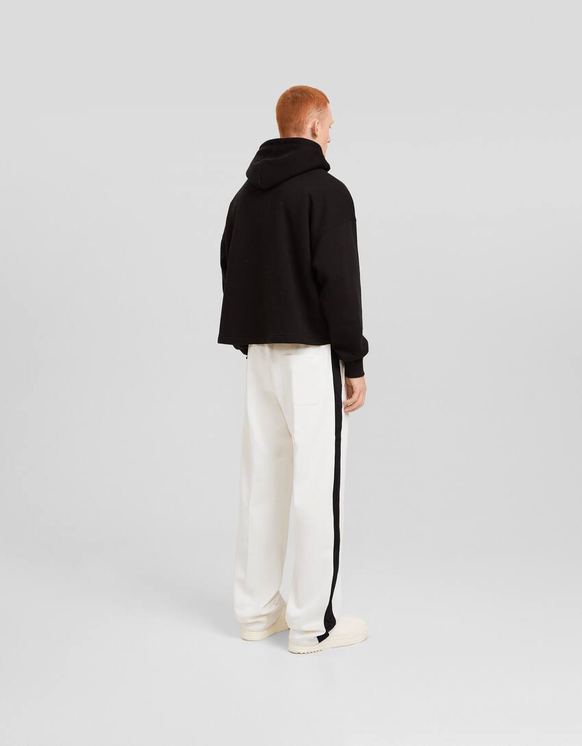 Interlock trousers with side stripes-Off white-1