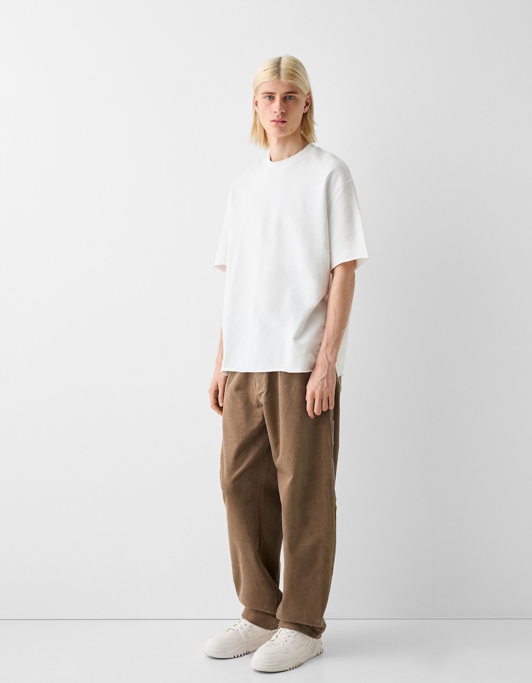 Darted corduroy skater trousers