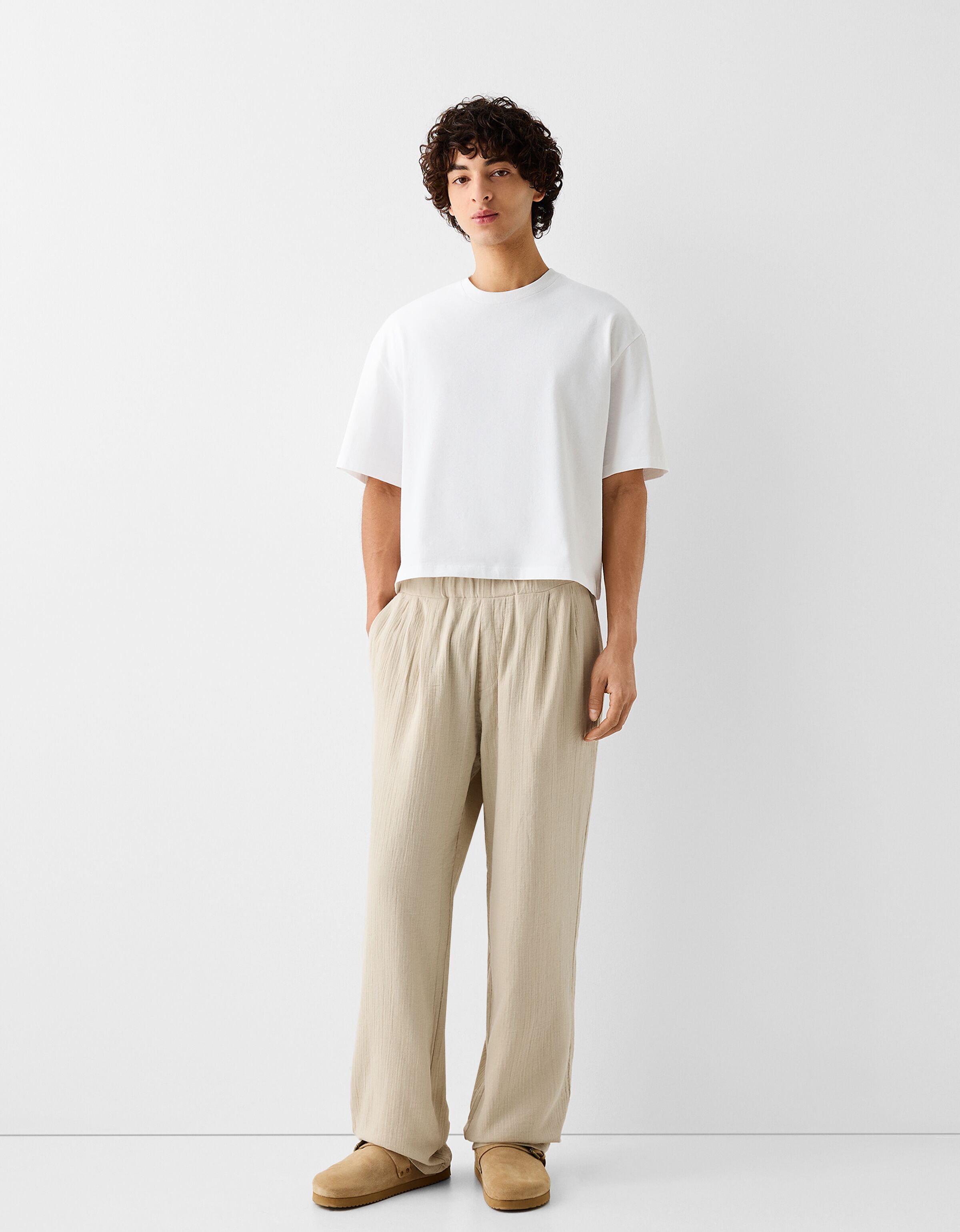 Mens wide legged clearance trousers