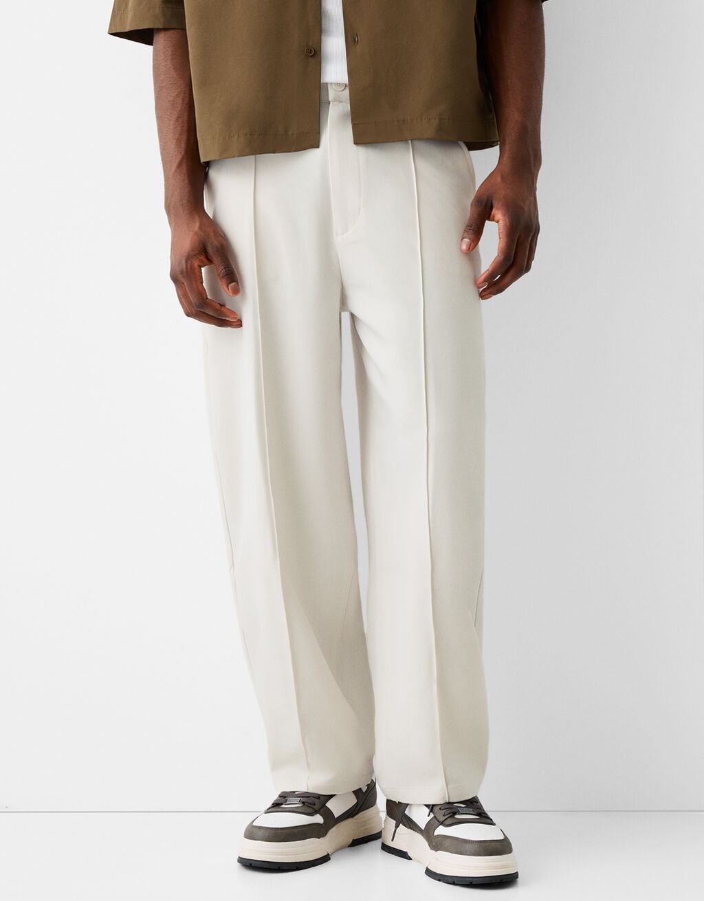 Elastic Waist Contrast Drawcord Baggy Trouser | boohoo