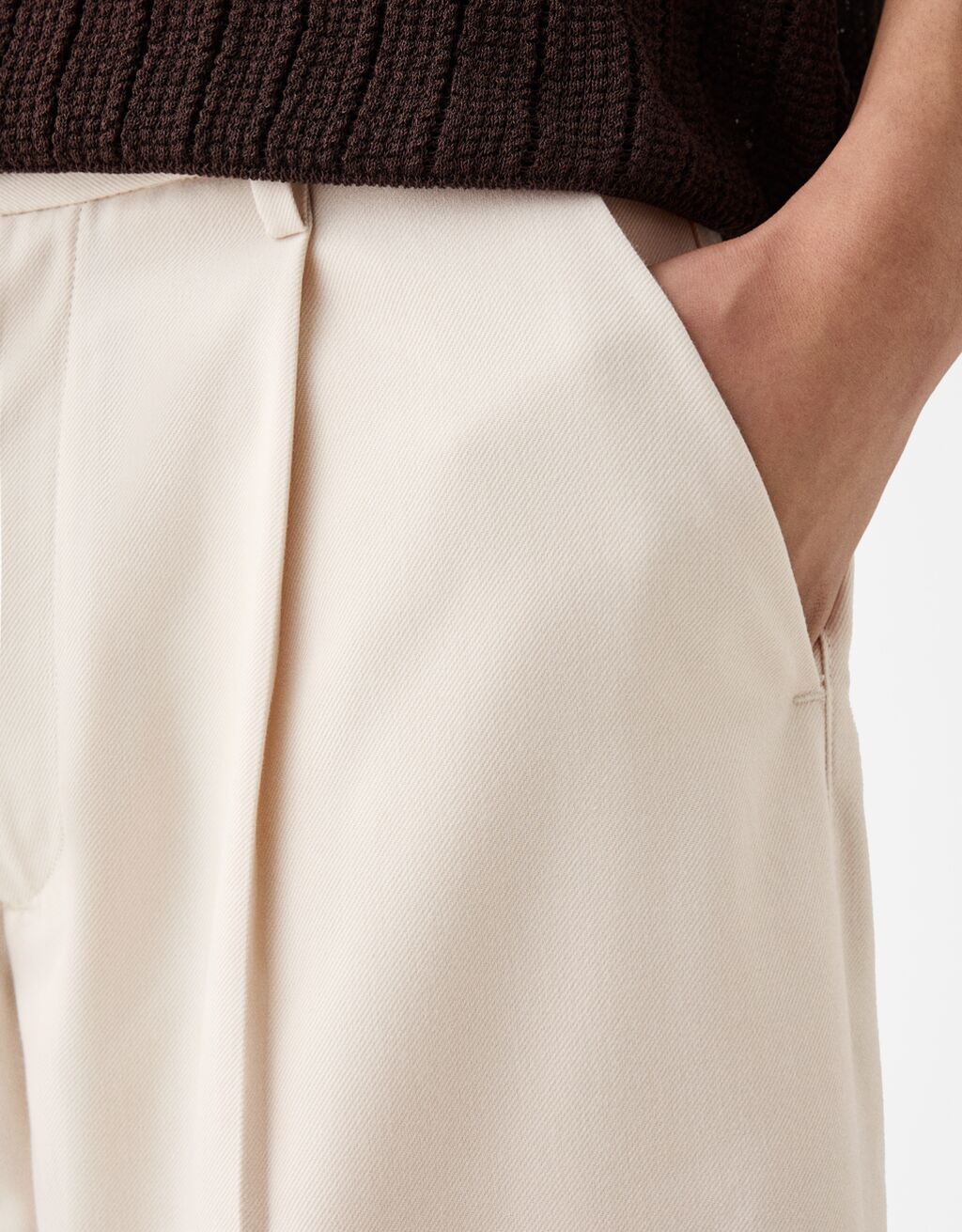 Pantalon wide pinces-Écru-7