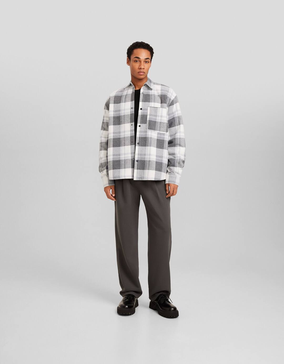 Sobrecamisa manga larga forro polar cuadros