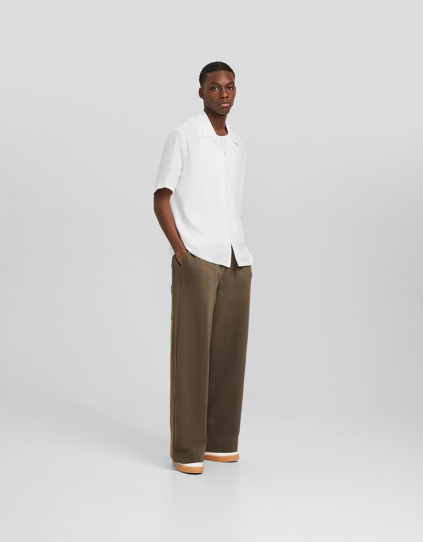 Relaxed fit short sleeve textured shirt-Off white-3