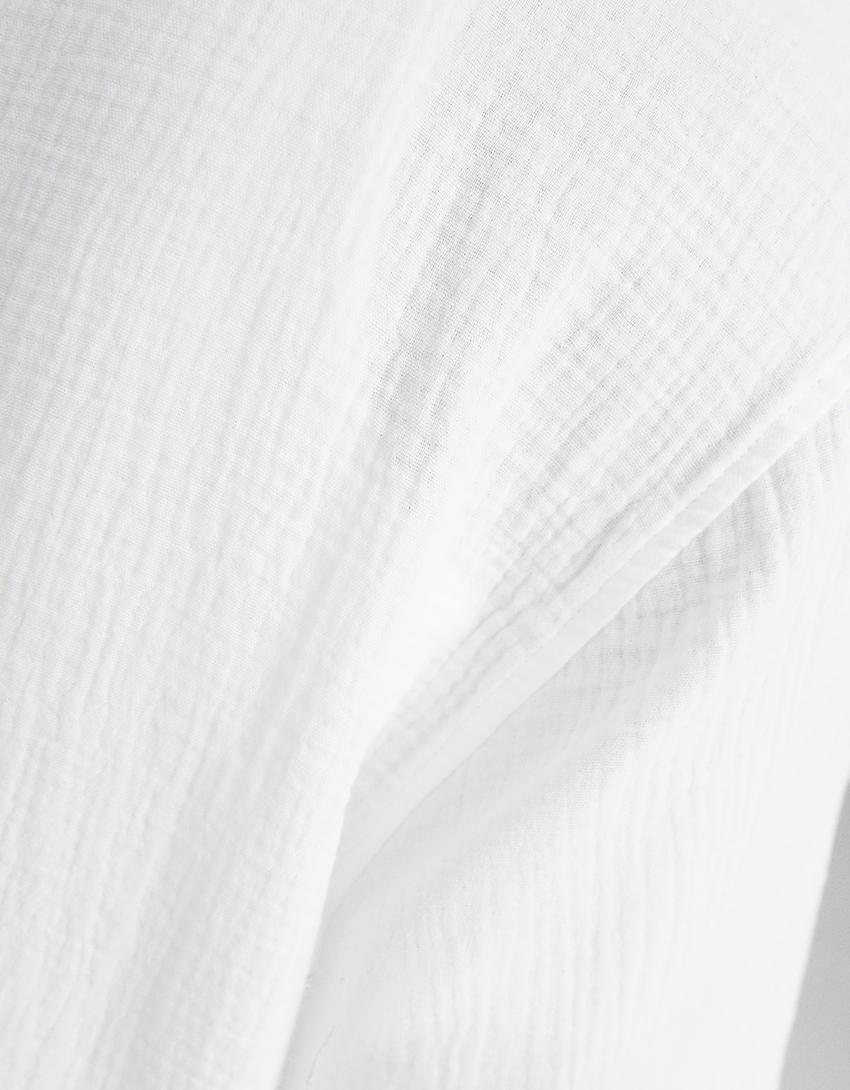 Relaxed fit short sleeve textured shirt-Off white-5