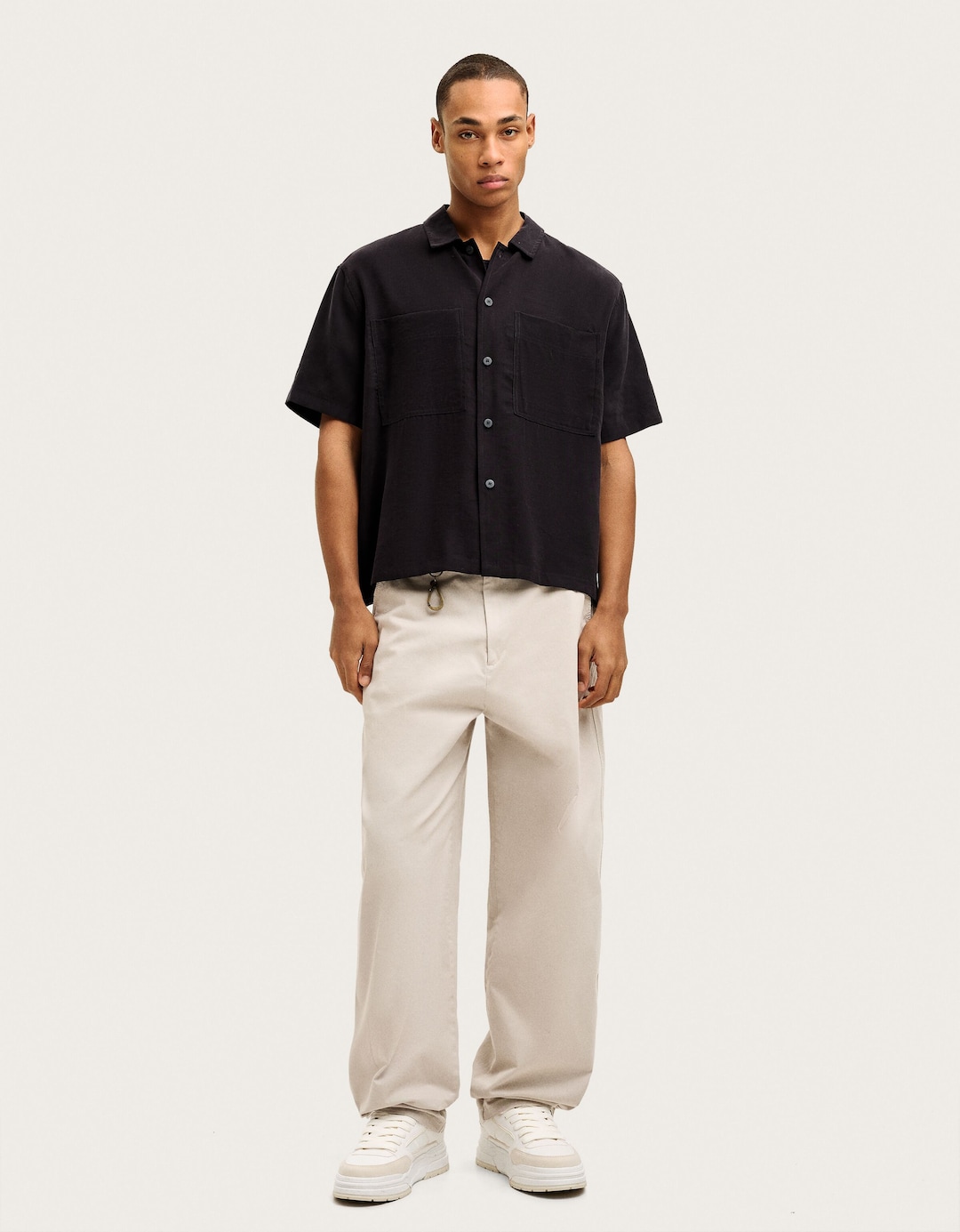 Short sleeve tailored boxy fit shirt