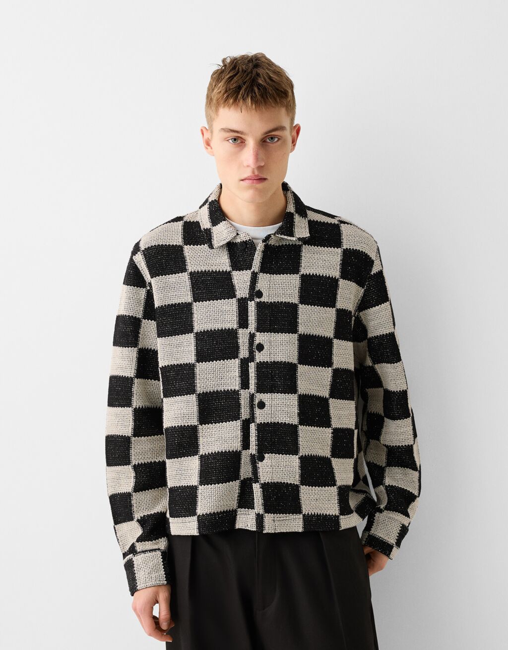 Camicia maniche lunghe stampa a scacchi Novit Uomo Bershka