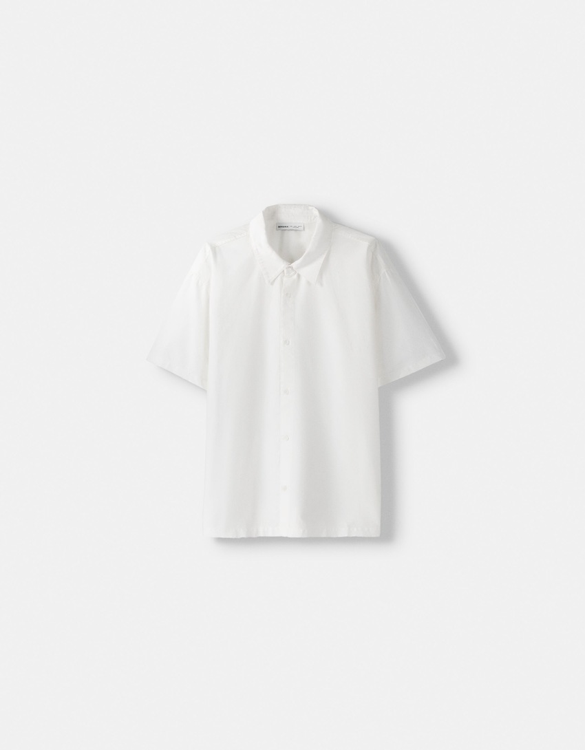 Chemise manches courtes garment dyed-Blanc cassé-4