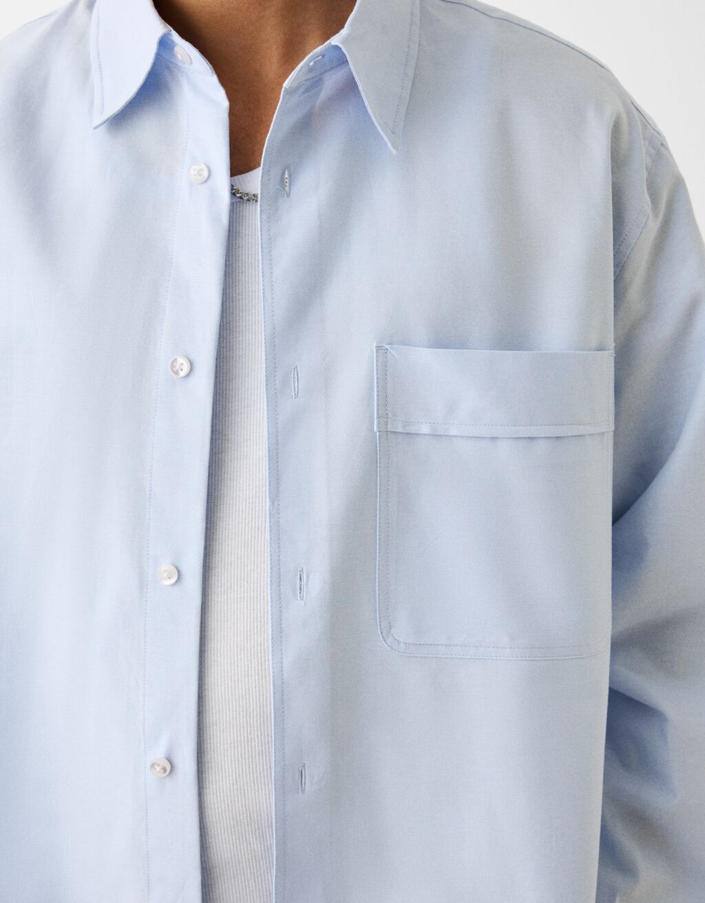 Camisa manga comprida oxford boxy-Azul-5