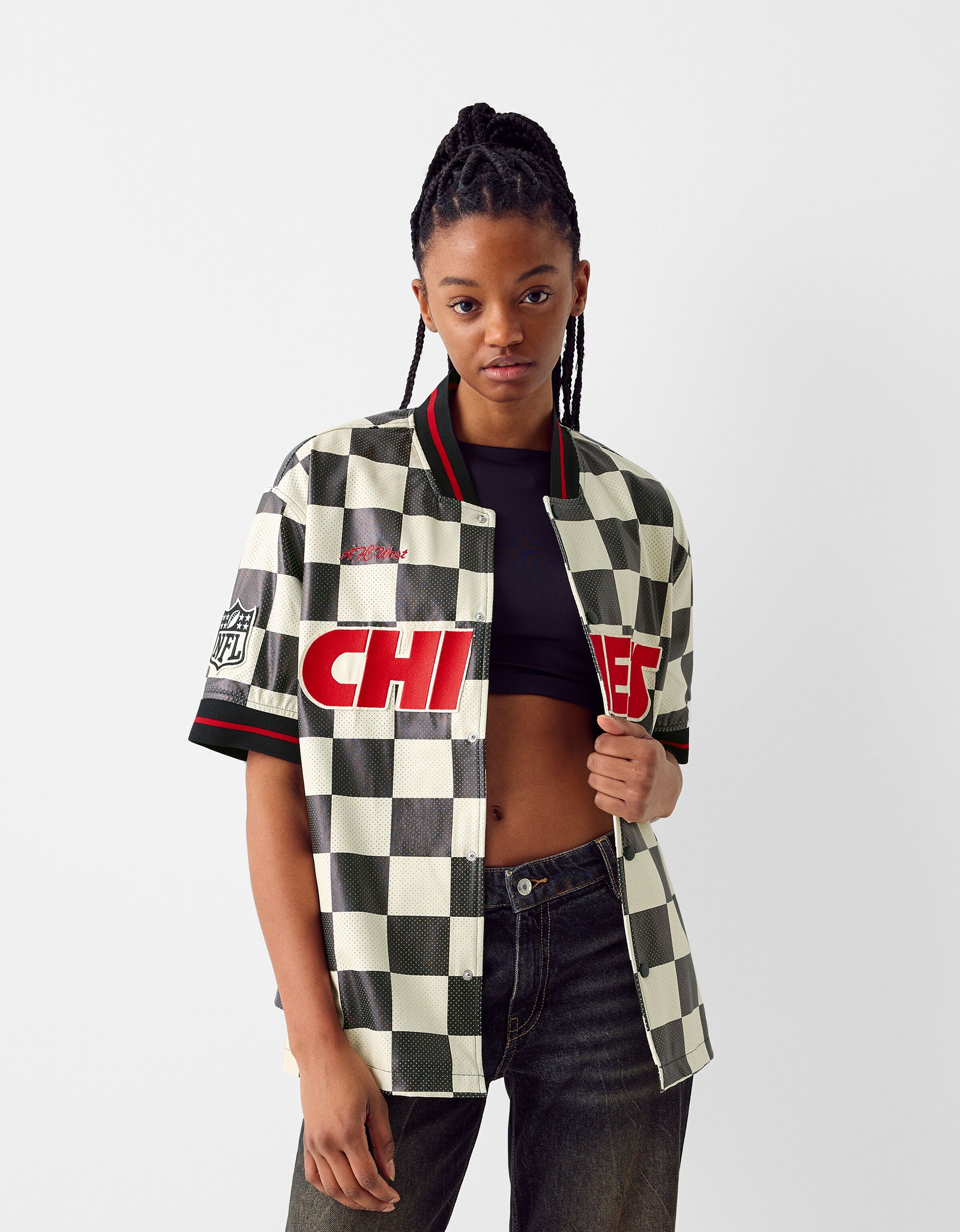 Chemise NFL manches courtes similicuir cussons broderie
