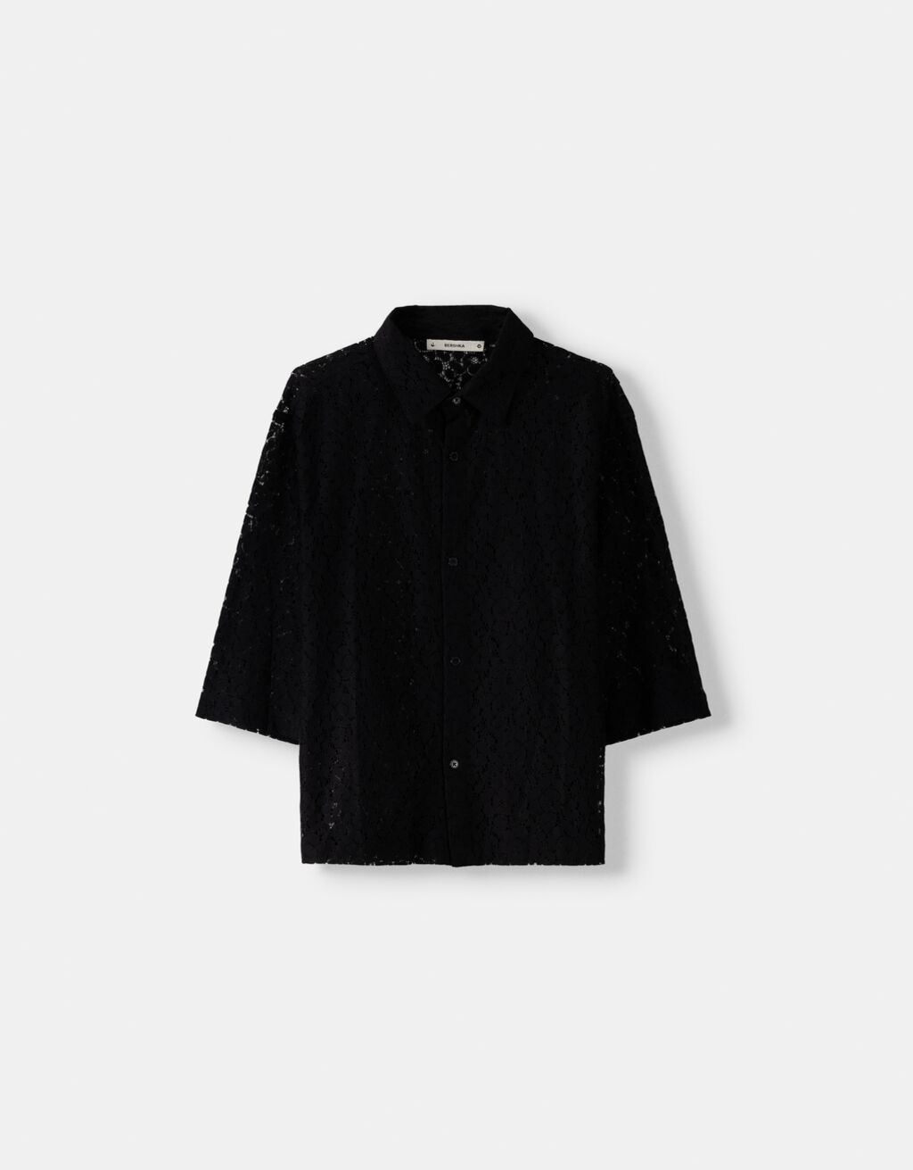 Camisa com manga a 3/4-Preto-4