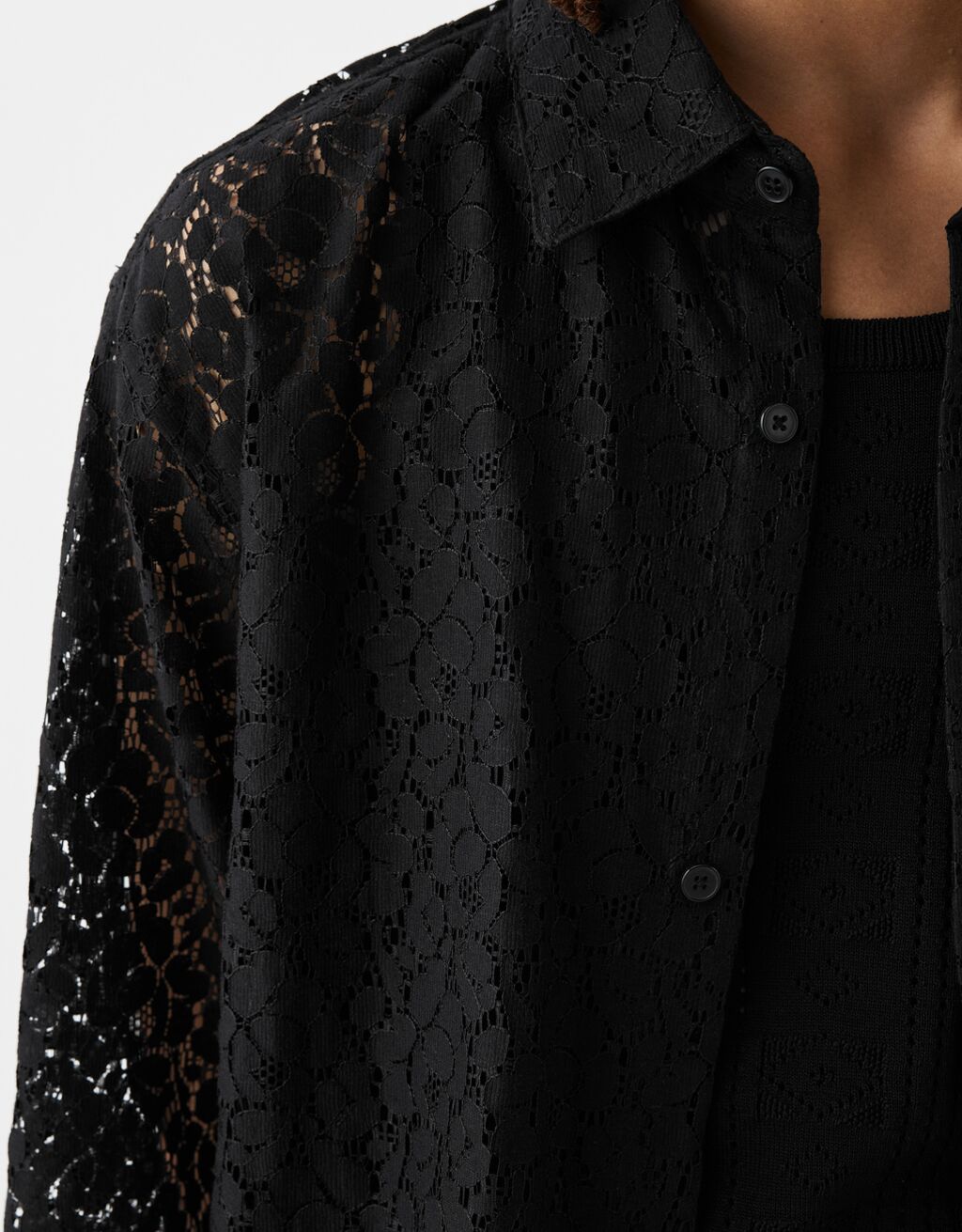 Camisa com manga a 3/4-Preto-6