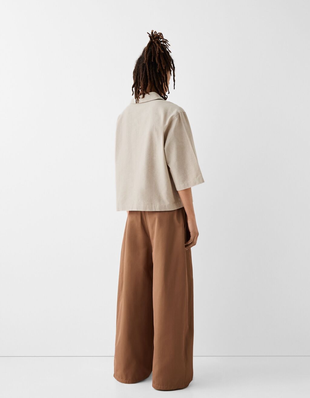 Camisa manga 3/4 gola de polo-Areia-1