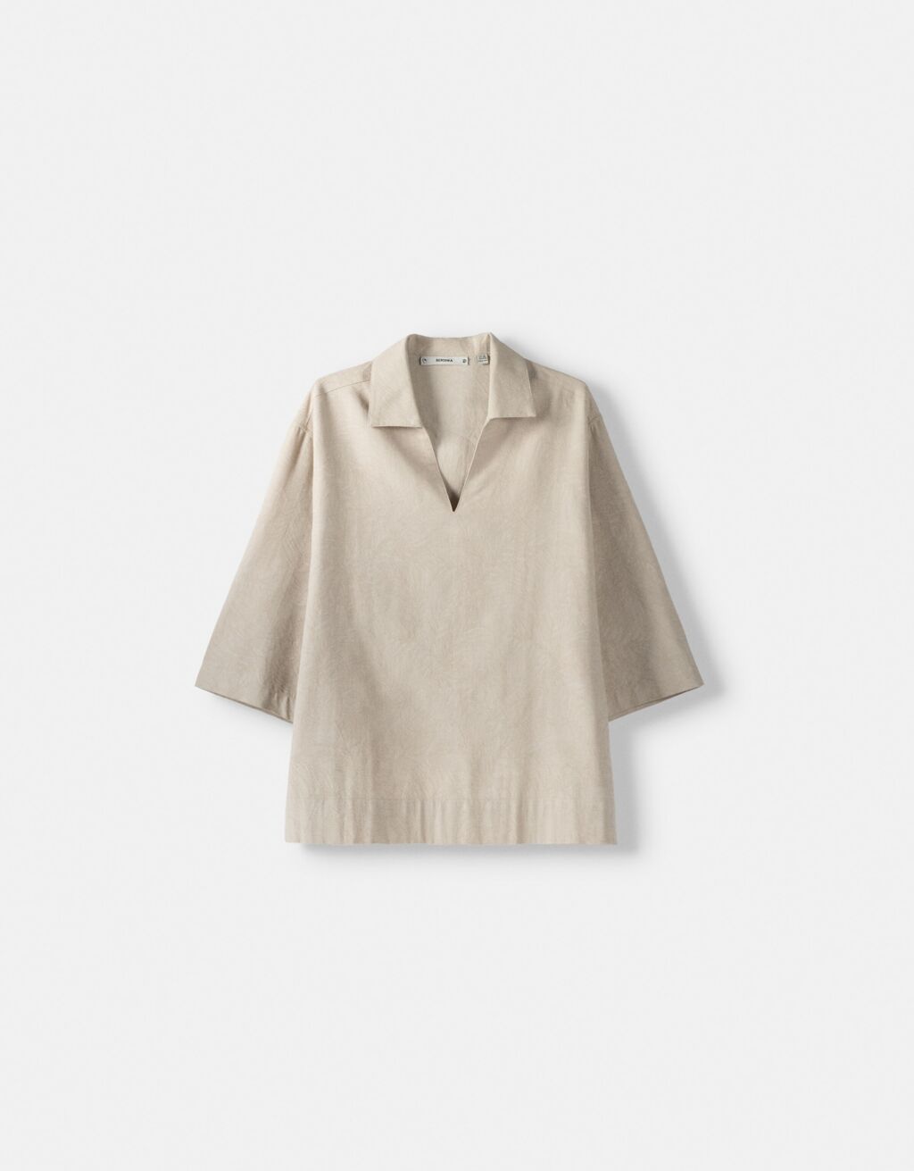 Camisa manga 3/4 gola de polo-Areia-4