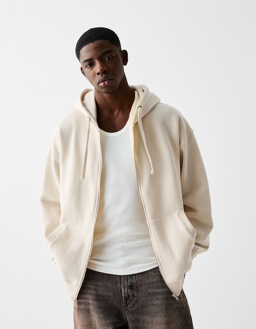 Zip-up hoodie-Off white-0