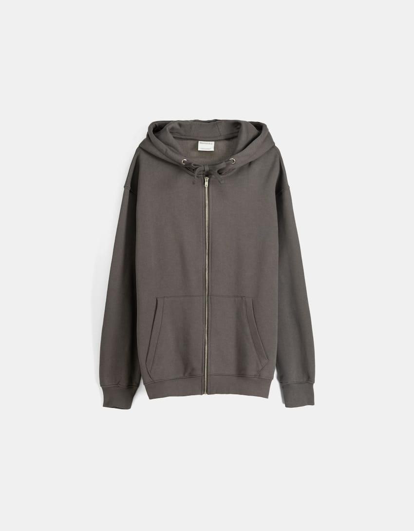Zip-up hoodie-Grey-4