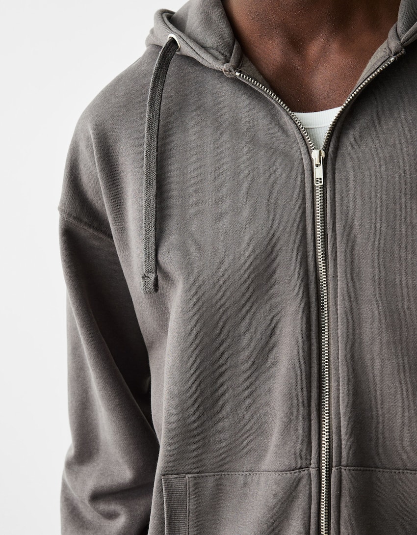 Zip-up hoodie-Grey-5