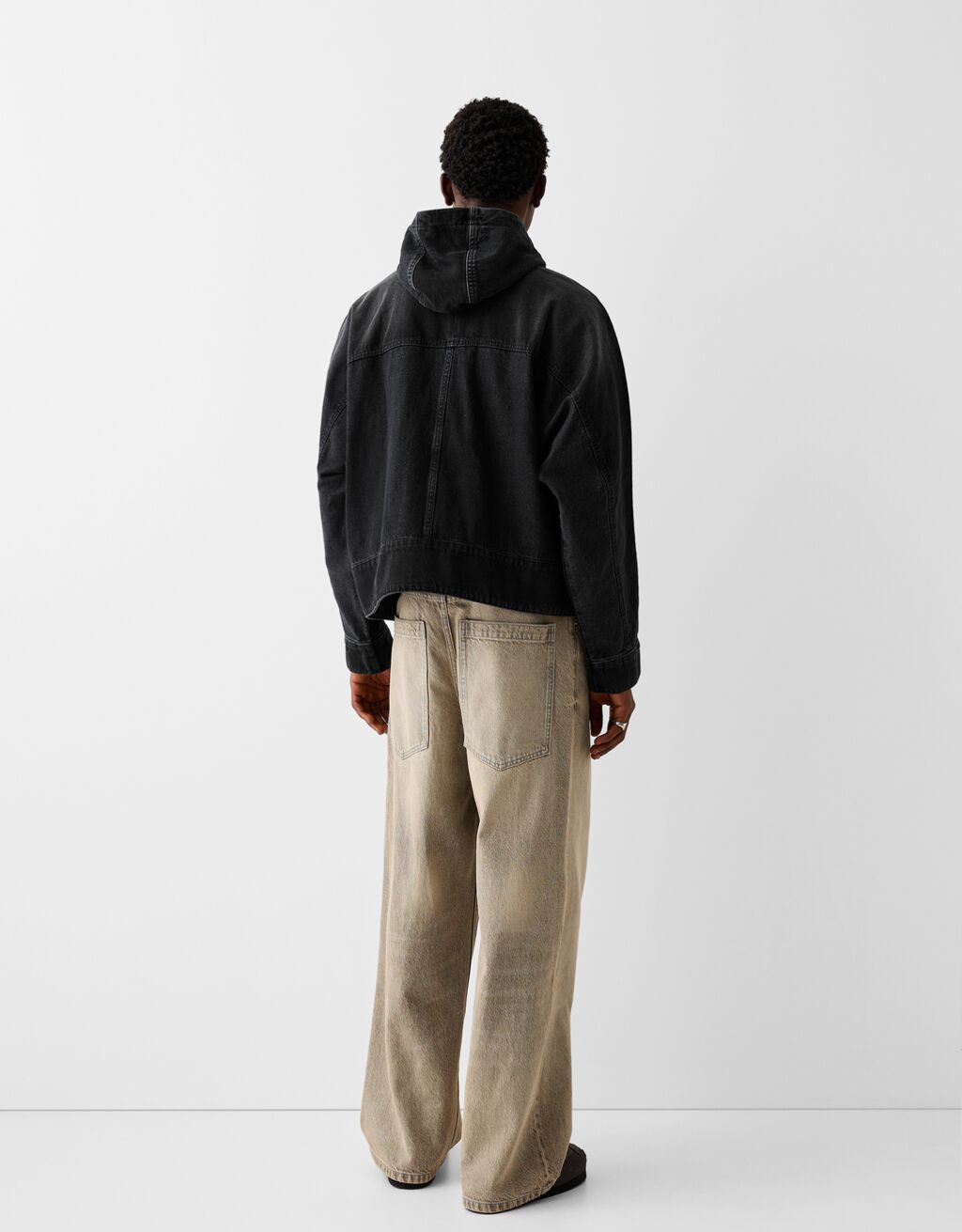 Colour block hooded denim jacket New Men Bershka