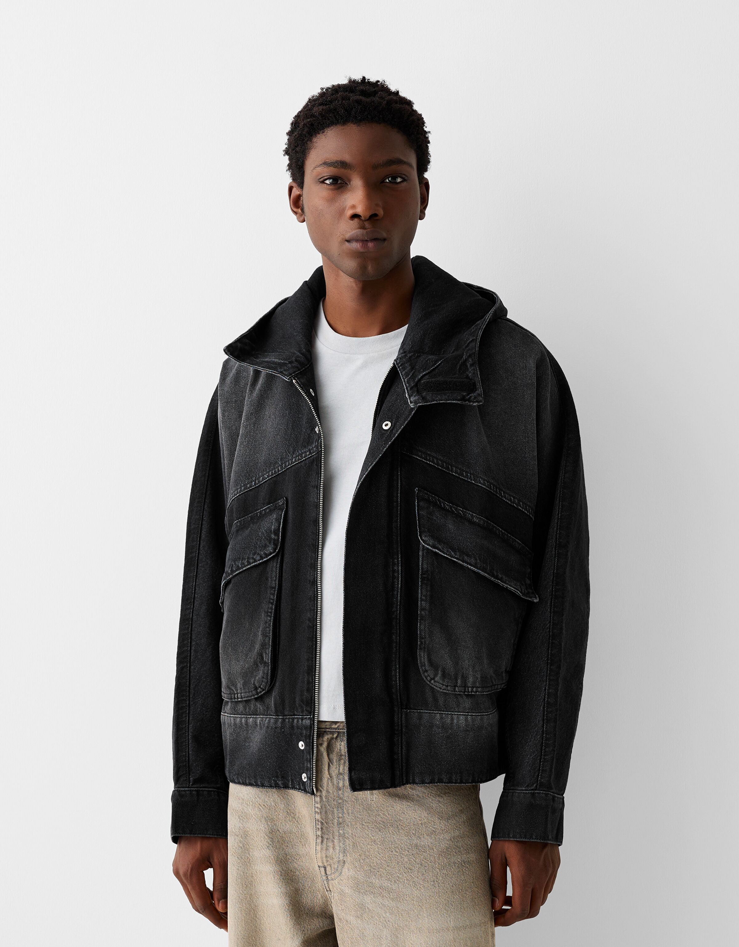 Navy Bi-colour shell and denim jacket | The North Face | MATCHES UK