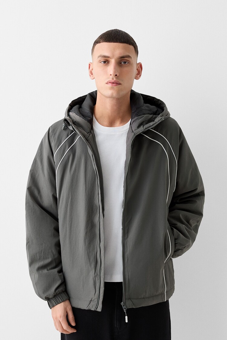 Contrast technical jacket with hood