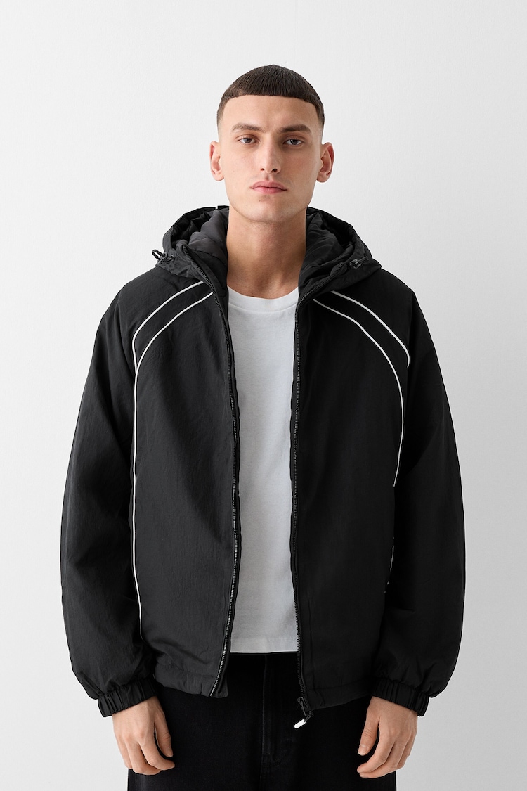 Contrast technical jacket with hood