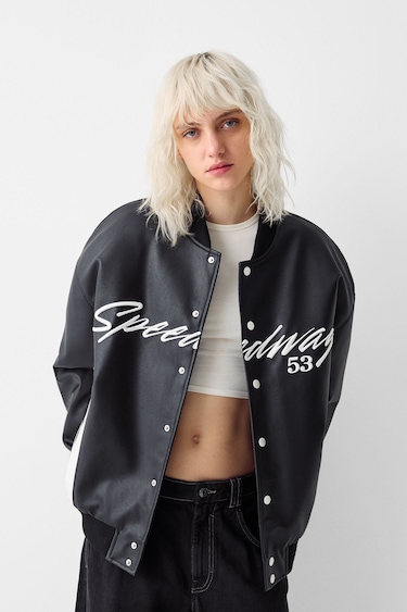 Bershka faux leather dad jacket in … curated on LTK