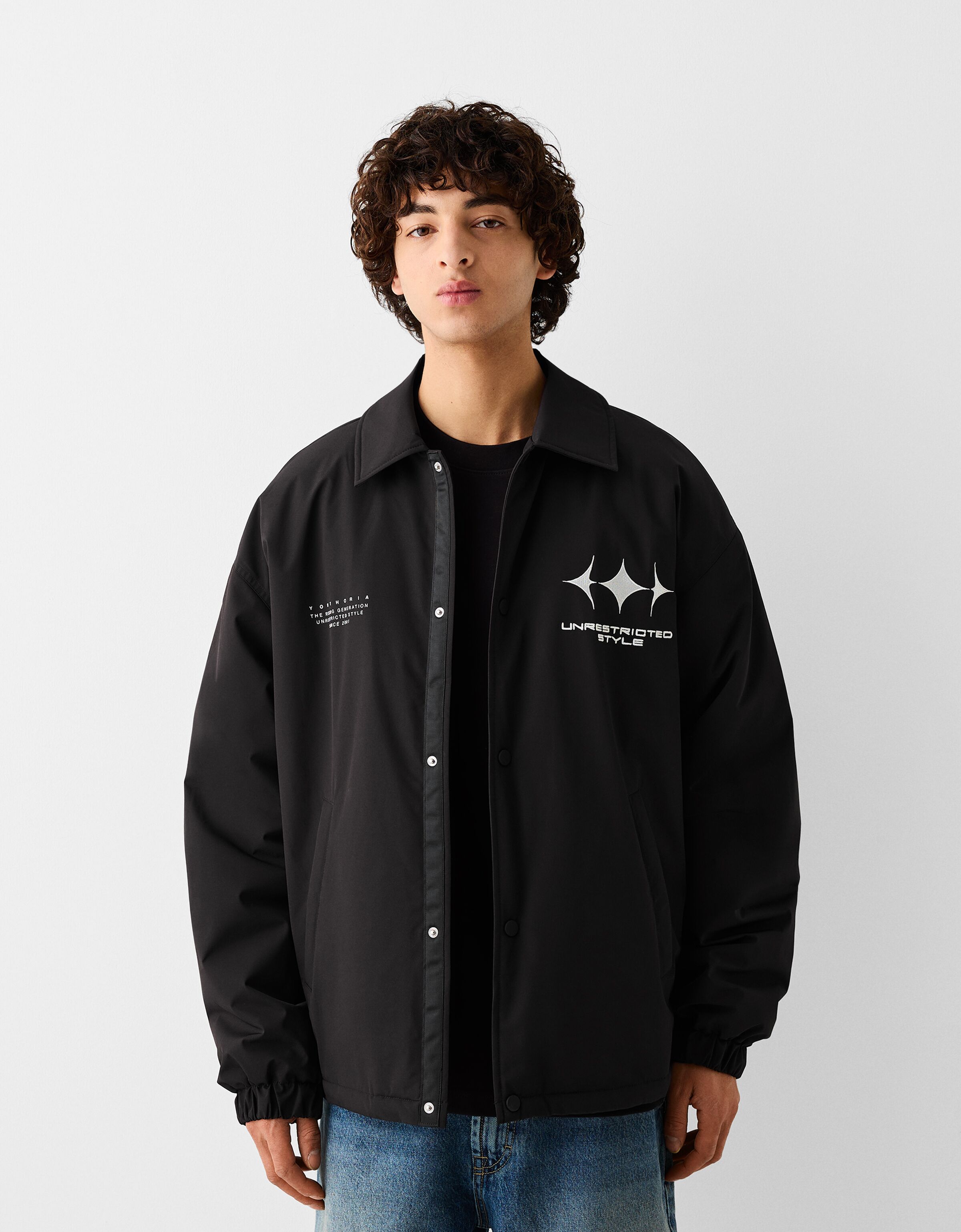 Nylon printed technical jacket - Outerwear - Men | Bershka