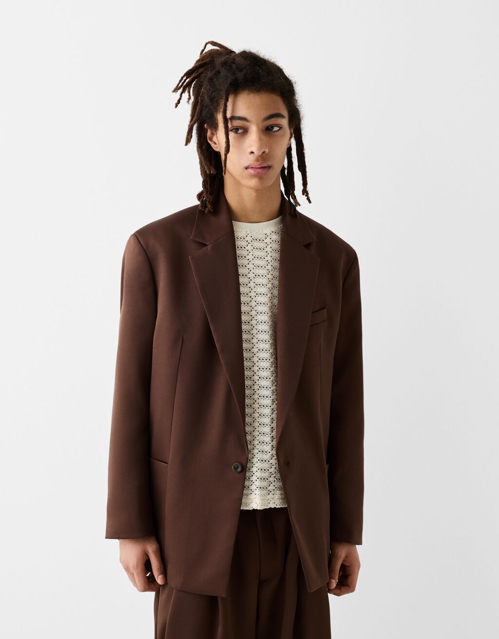 Veste tailleur bouton-Marron-0