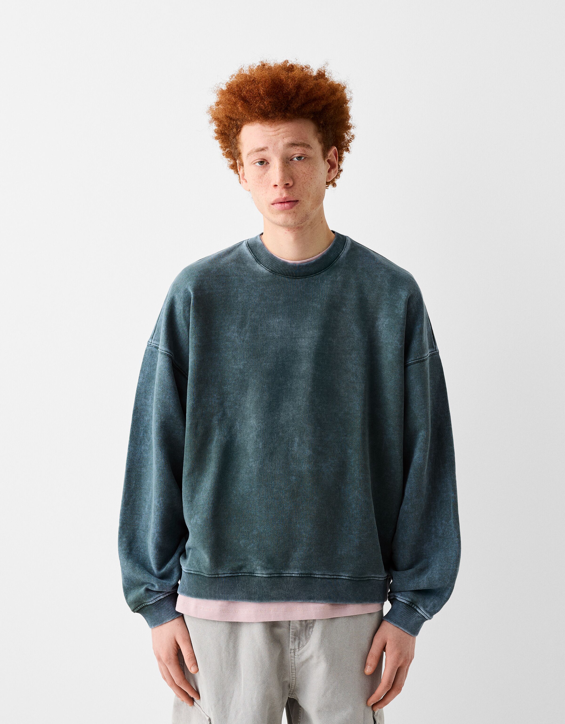 Mens oversized crew neck hot sale