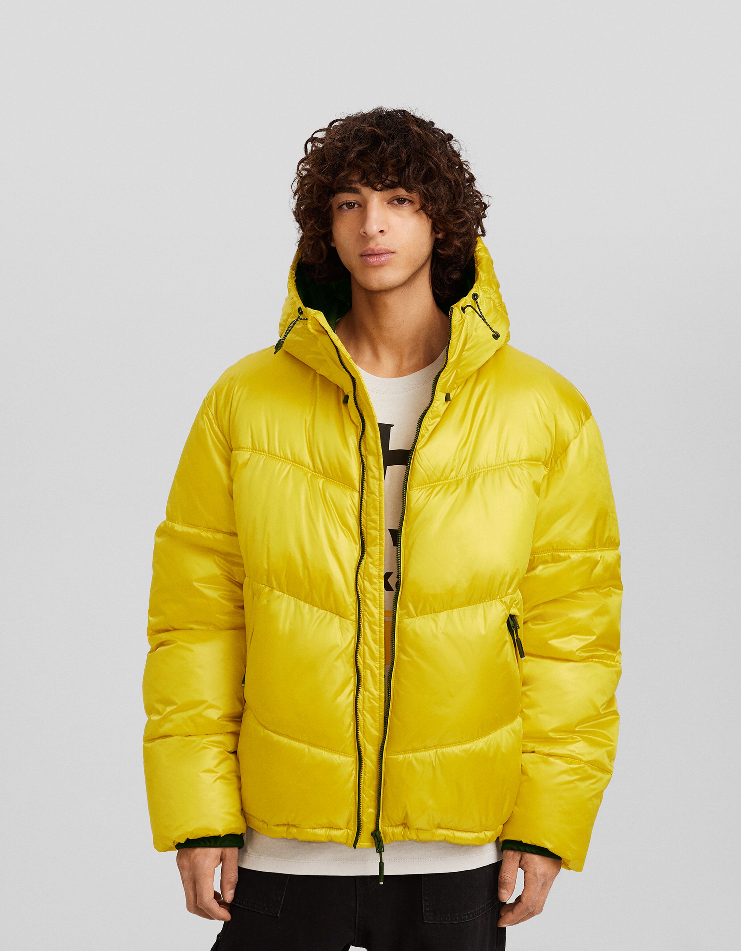 Mens puffer top jacket shiny