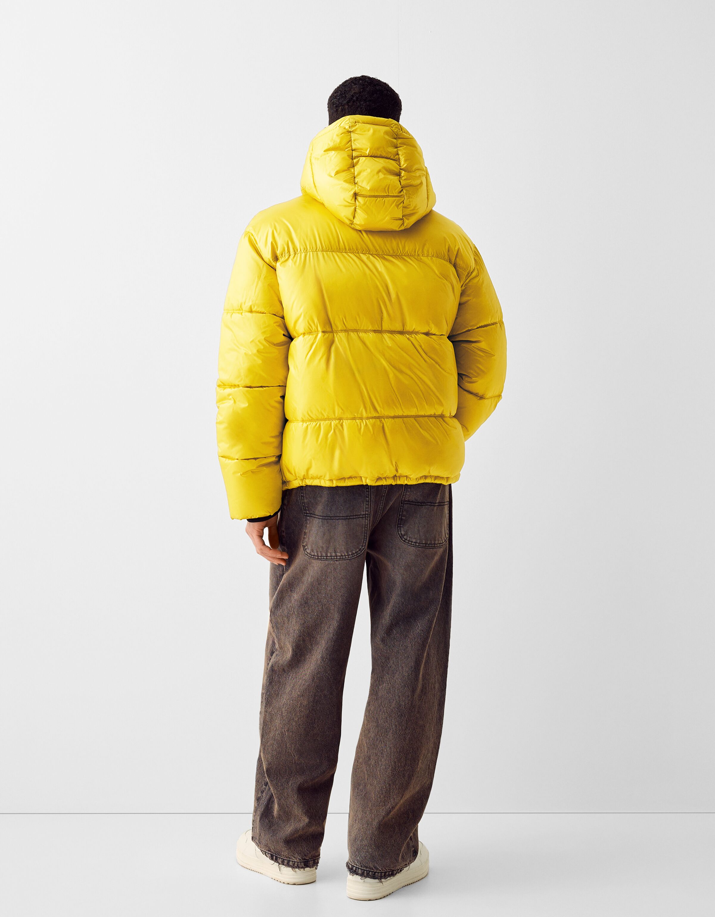 Shiny yellow outlet puffer jacket