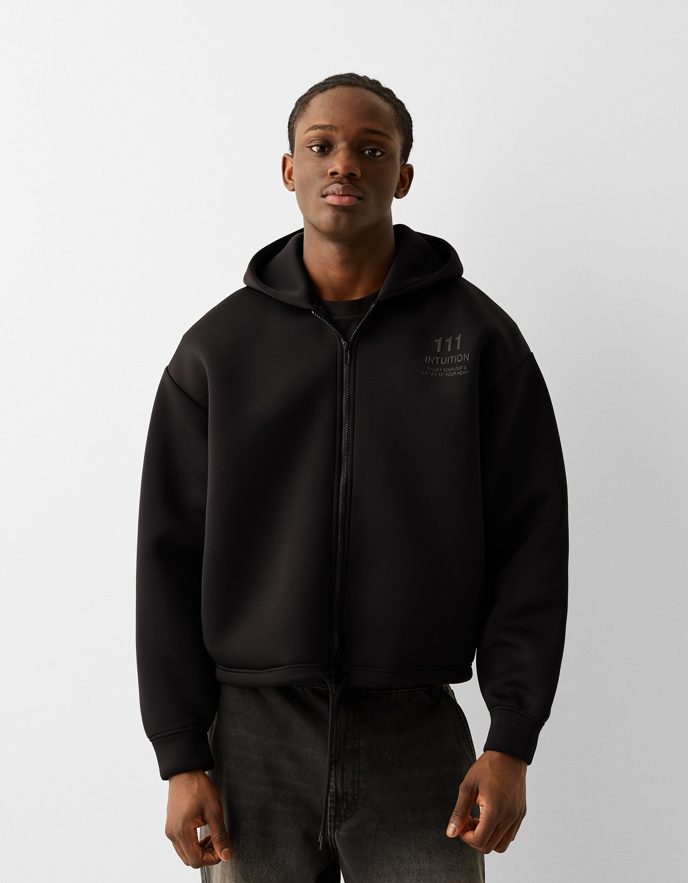 Sweat capuche fermeture clair inscription Sweats Homme Bershka