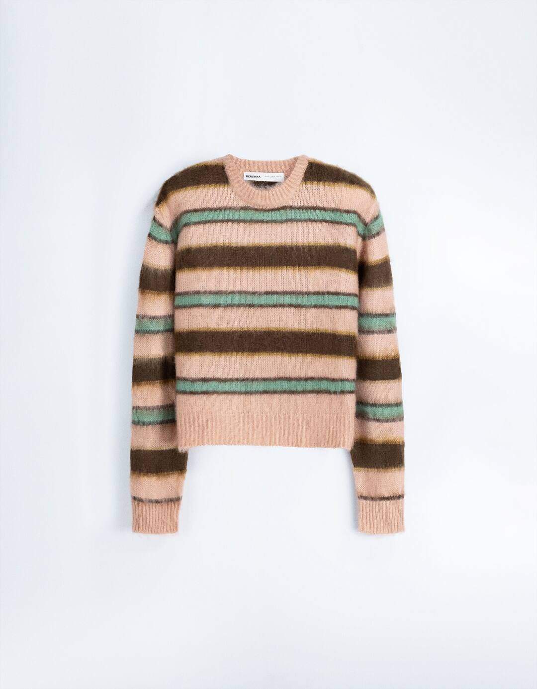 Striped faux fur sweater