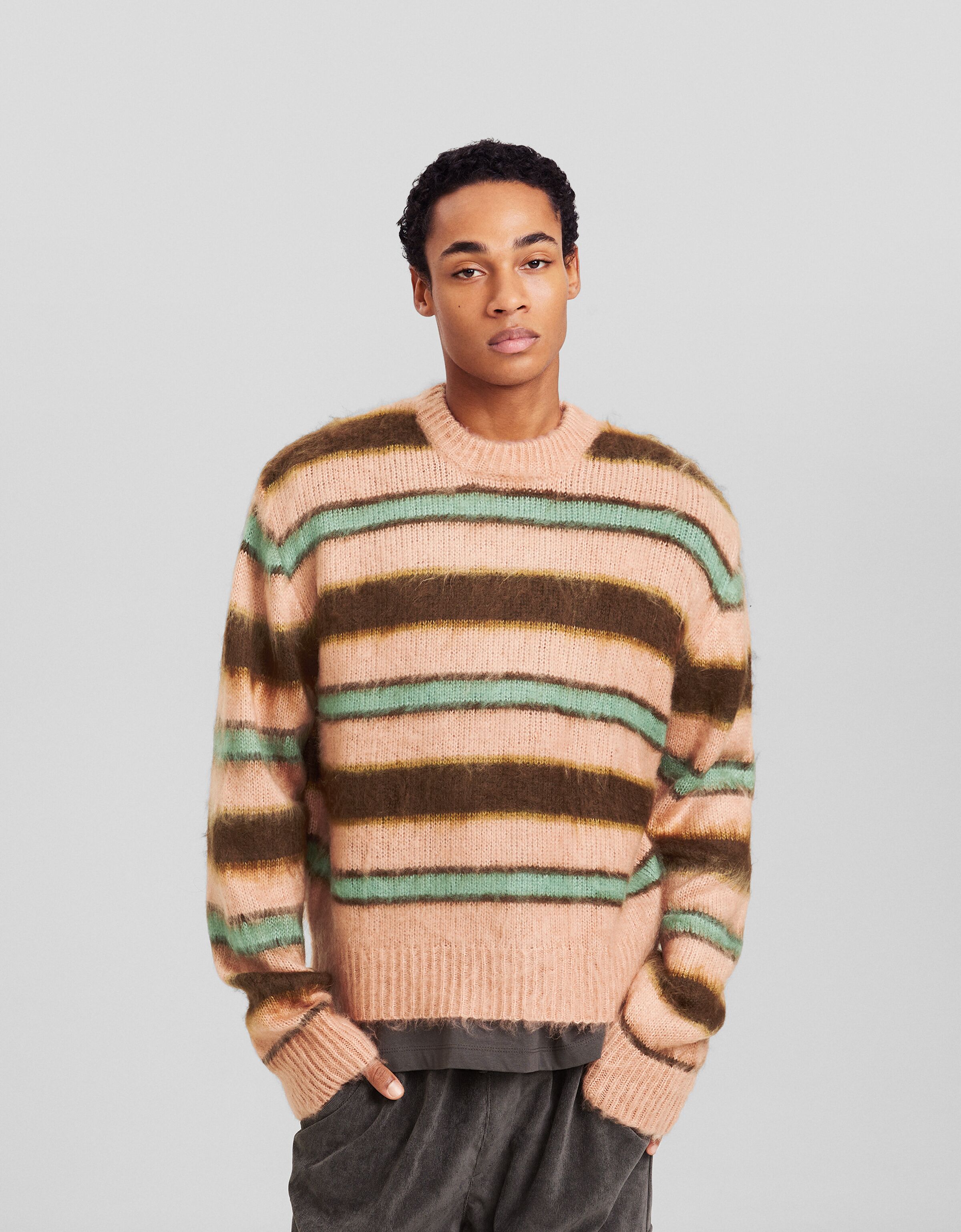 Mens faux outlet fur pullover