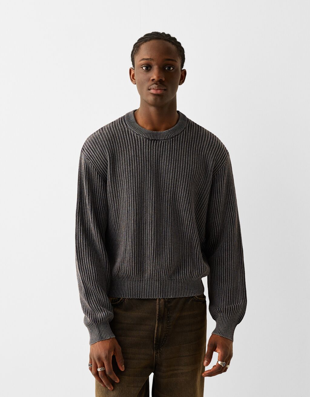 Pull gris 2025 bershka