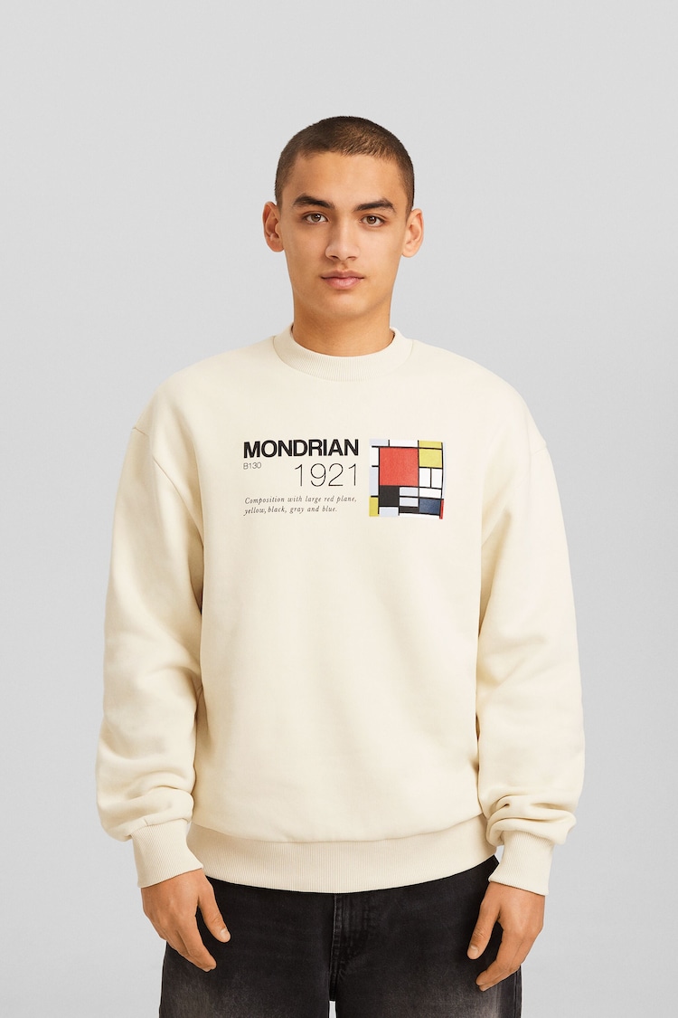 Piet Mondrian baskılı sweatshirt