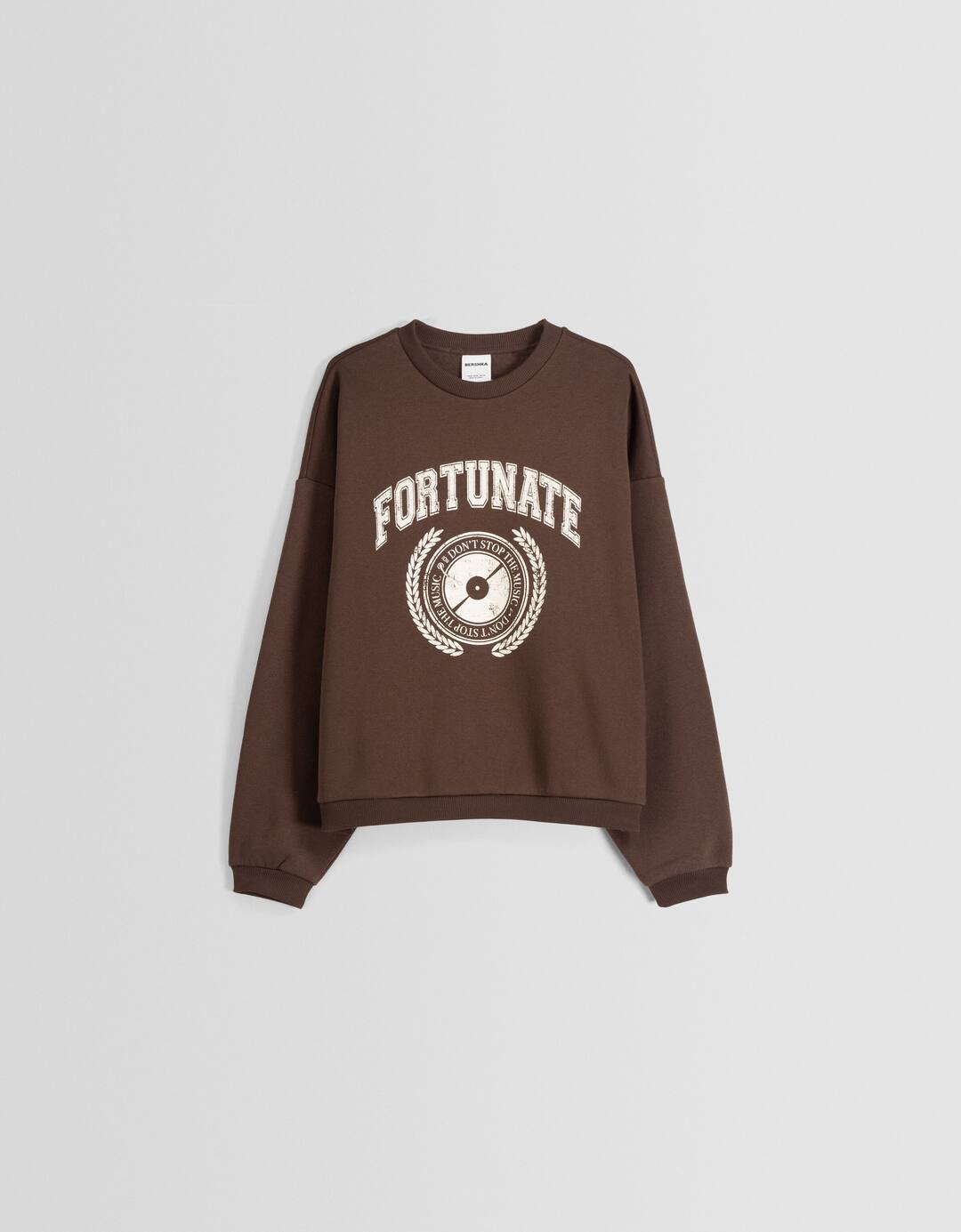 Cropped varsity print sweatshirt