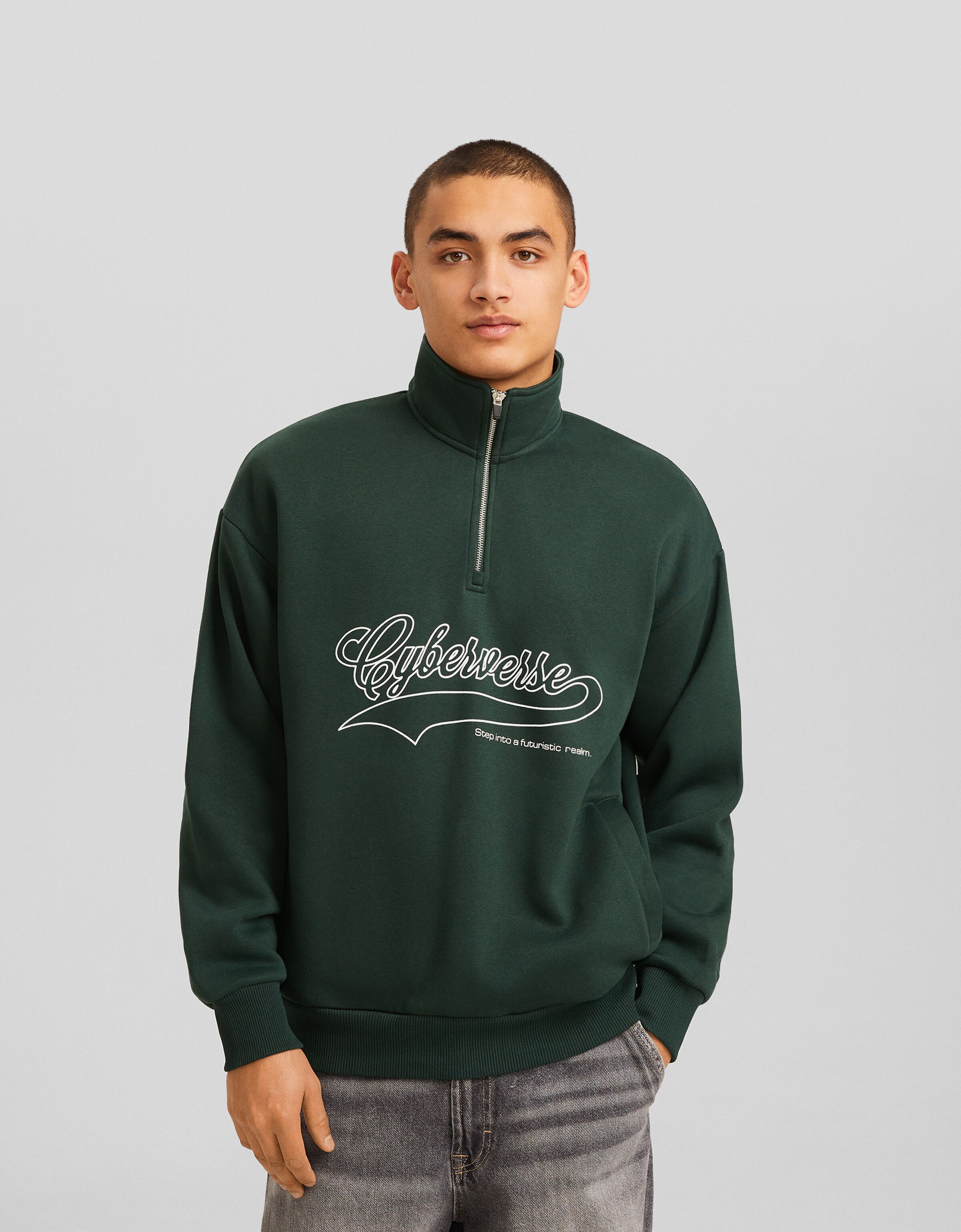 Bershka zip store front sweat