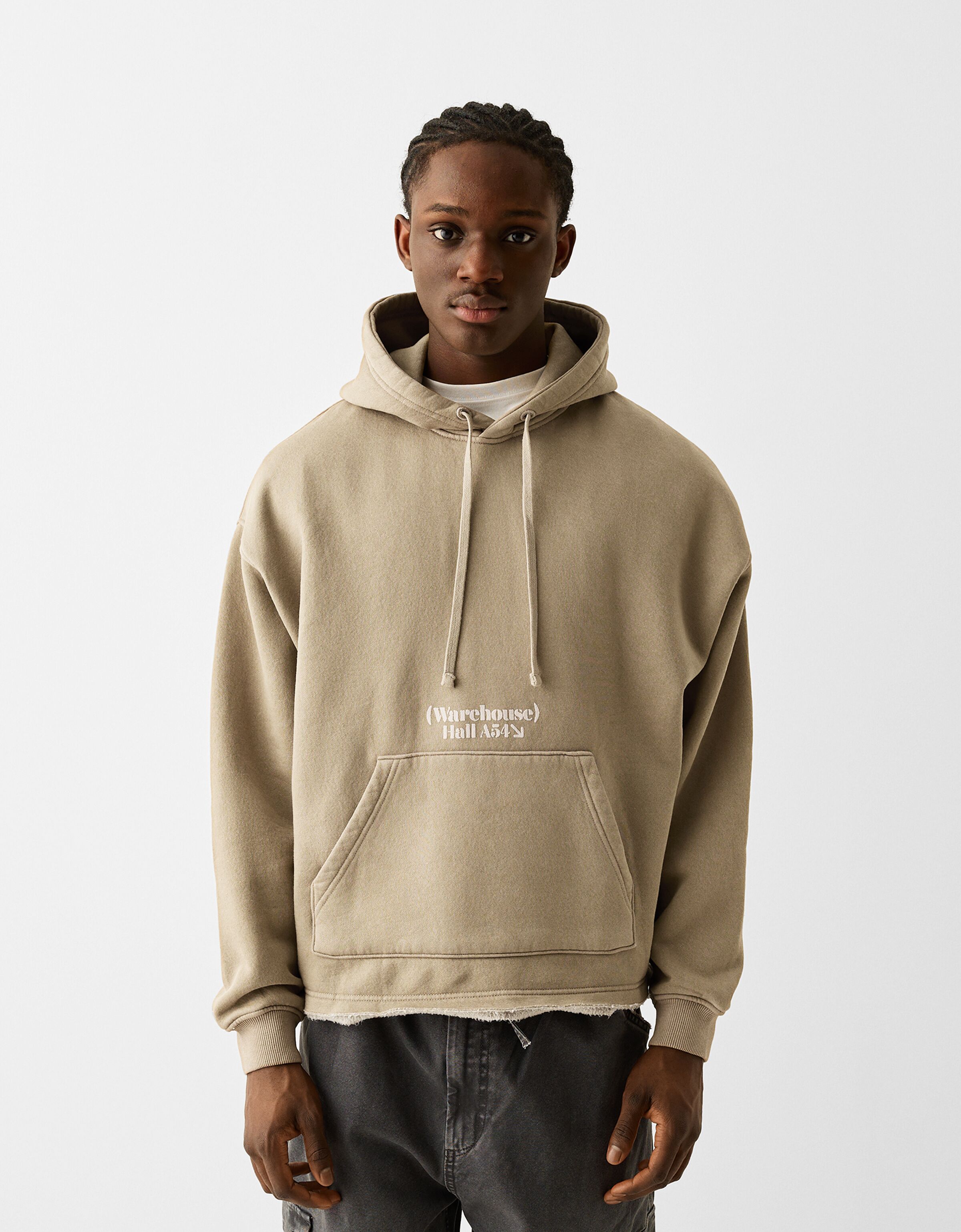 Cropped hoodie with a faded effect print