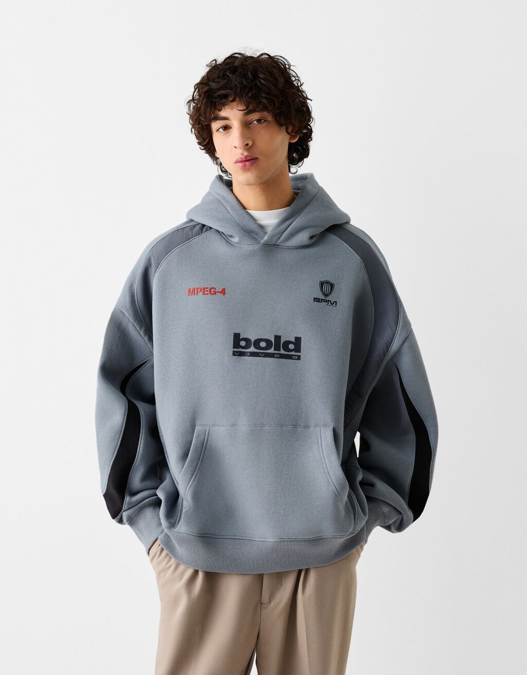 Printed hoodie New Men Bershka