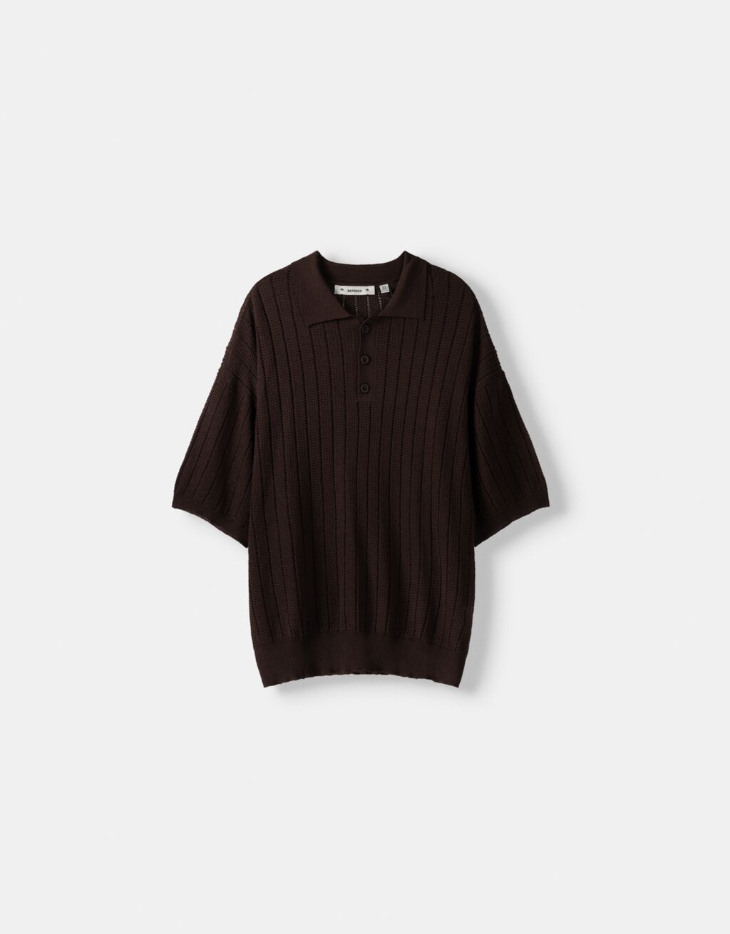 Polo manches courtes maille-Marron-4