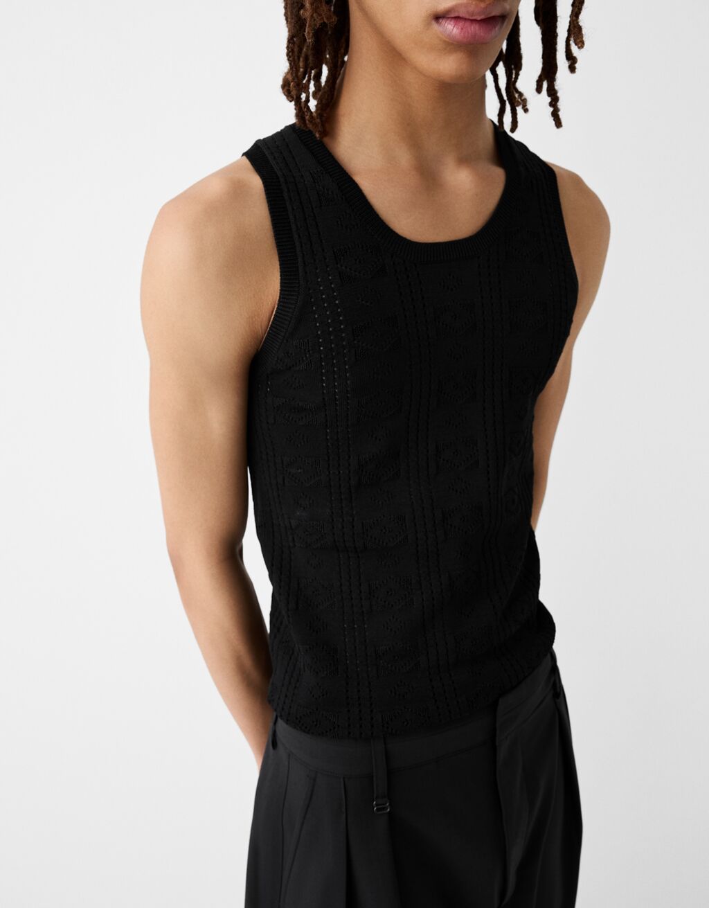 Débardeur en maille-Noir-2